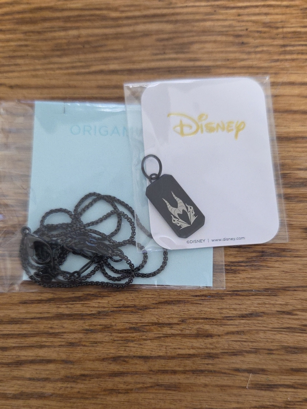 Origami Owl Black Disney Pendant Tag and Chain - MALEFICENT